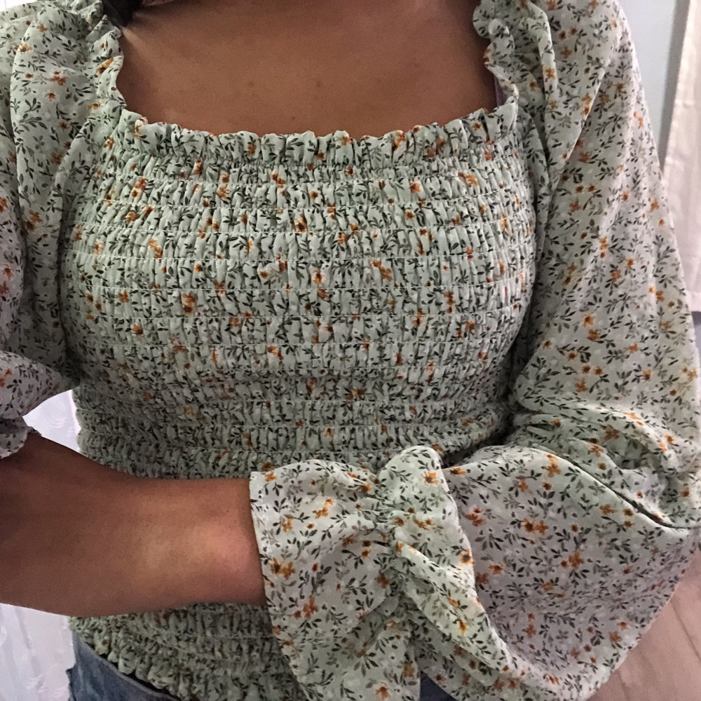 Green Flower Blouse